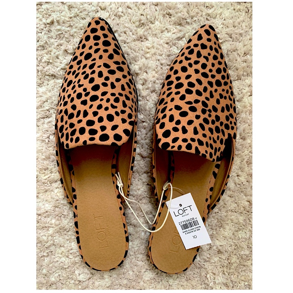 NWT size 10 LOFT leopard print mules